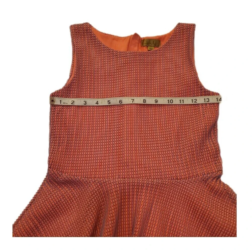 Nicole Miller Girls Coral & Blue Mesh Overlay High Lo Skater Dress, L